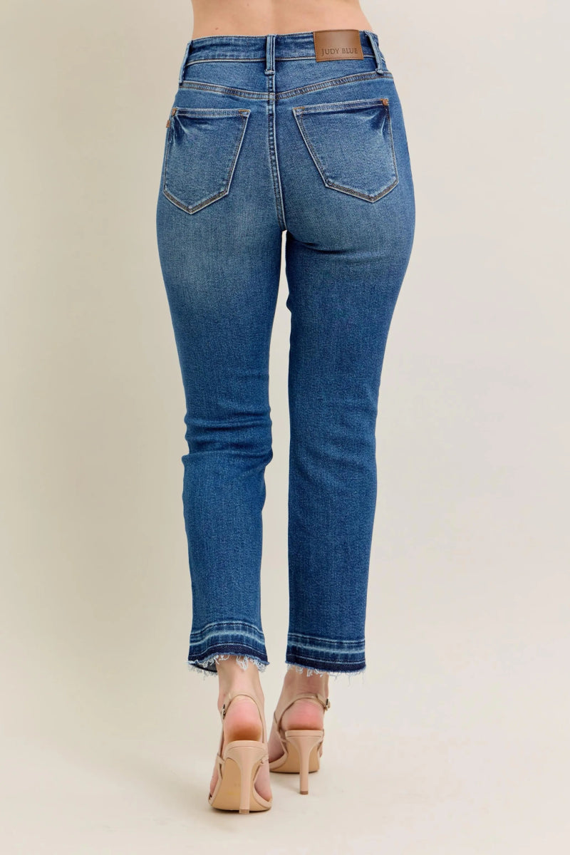 High - Rise Kick Flare Jeans With Raw Hem – Vintage Fit - AMVIM