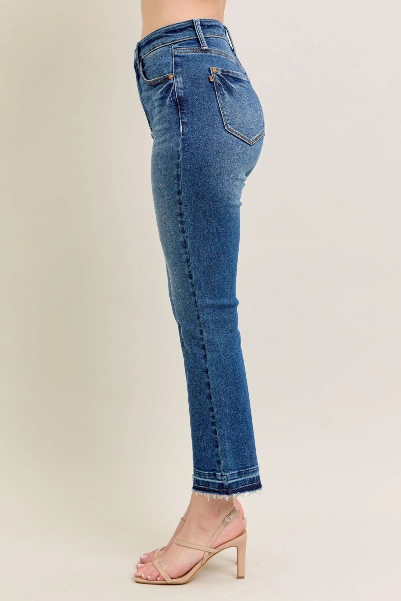 High - Rise Kick Flare Jeans With Raw Hem – Vintage Fit - AMVIM