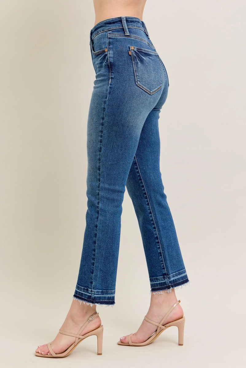High - Rise Kick Flare Jeans With Raw Hem – Vintage Fit - AMVIM