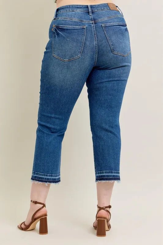 High - Rise Kick Flare Jeans With Raw Hem – Vintage Fit - AMVIM