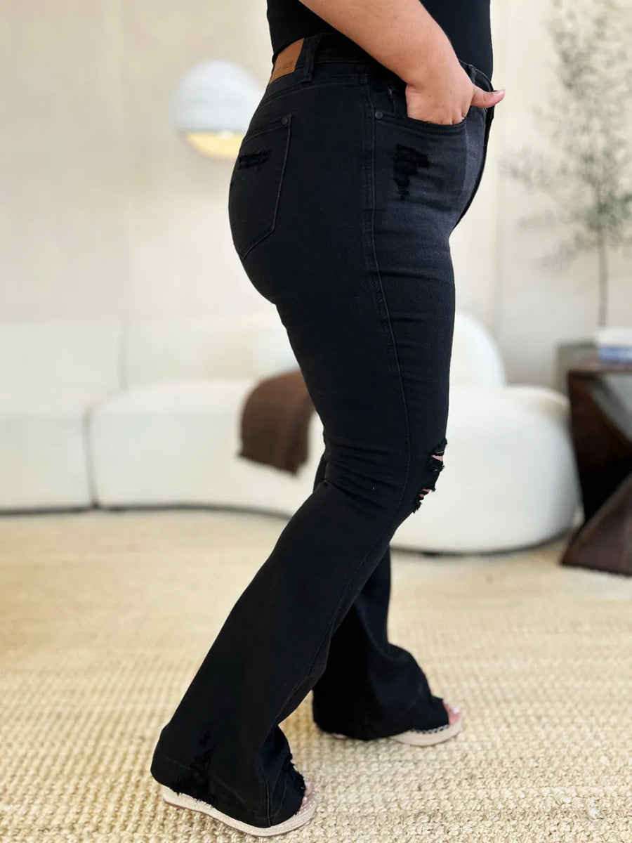 High Waist Distressed Flare Jeans for Women – Trendy Fit - AMVIM