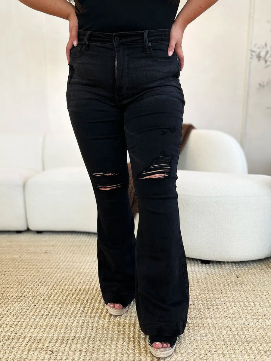 High Waist Distressed Flare Jeans for Women – Trendy Fit - AMVIM