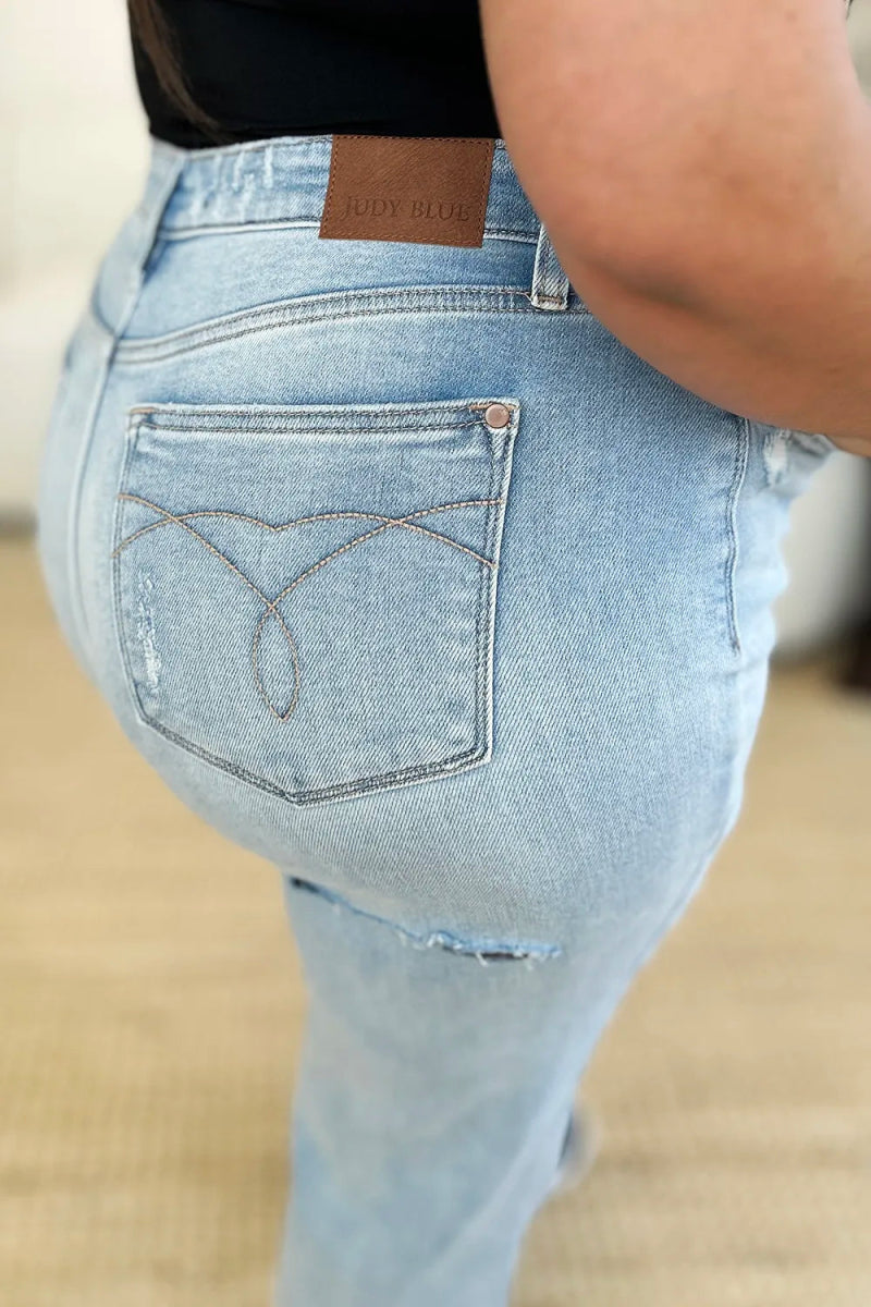 High Waist Distressed Straight Leg Jeans – Slim Fit Denim Style - AMVIM