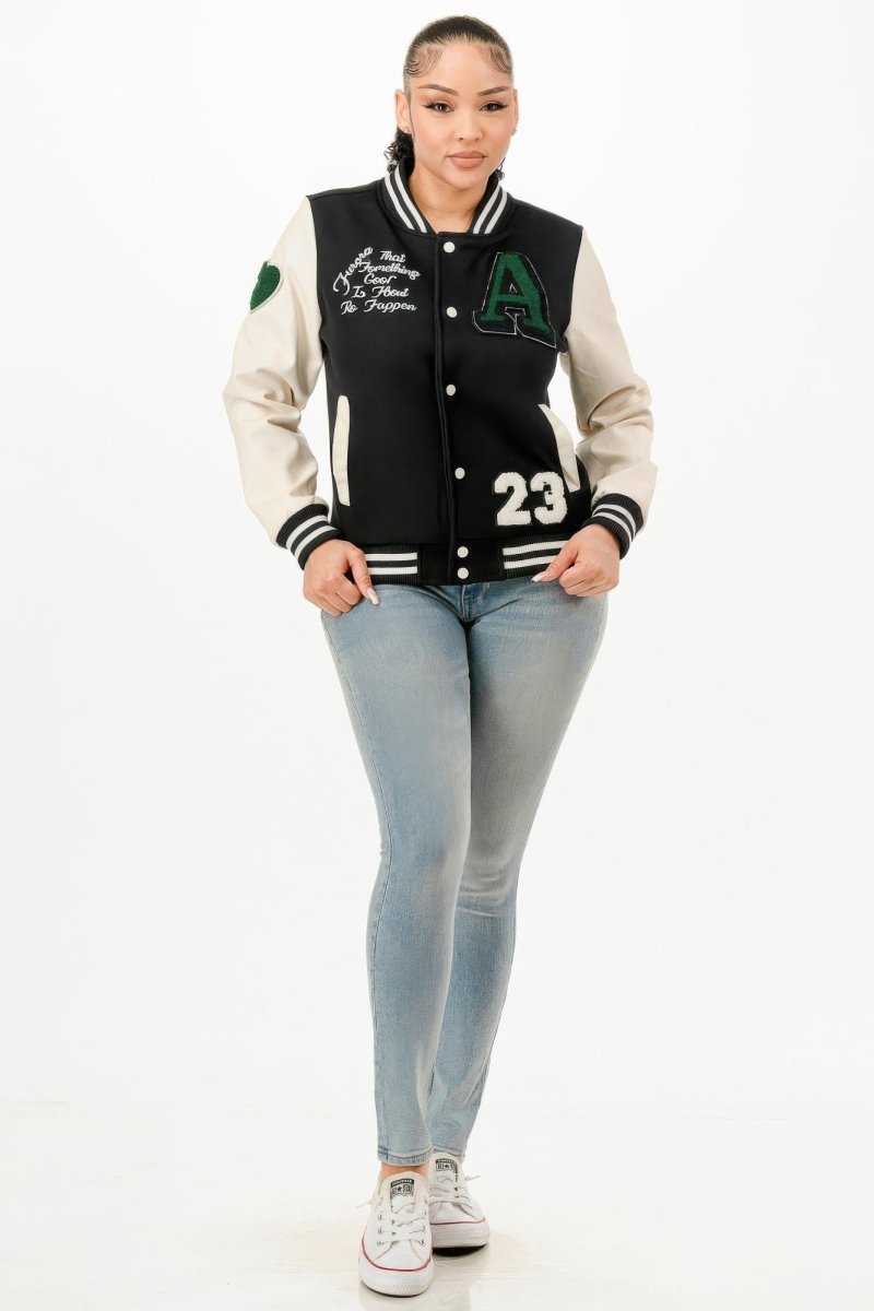 Jacket Patch Bomber Streetwear Varsity Style Casual Fit - AMVIM