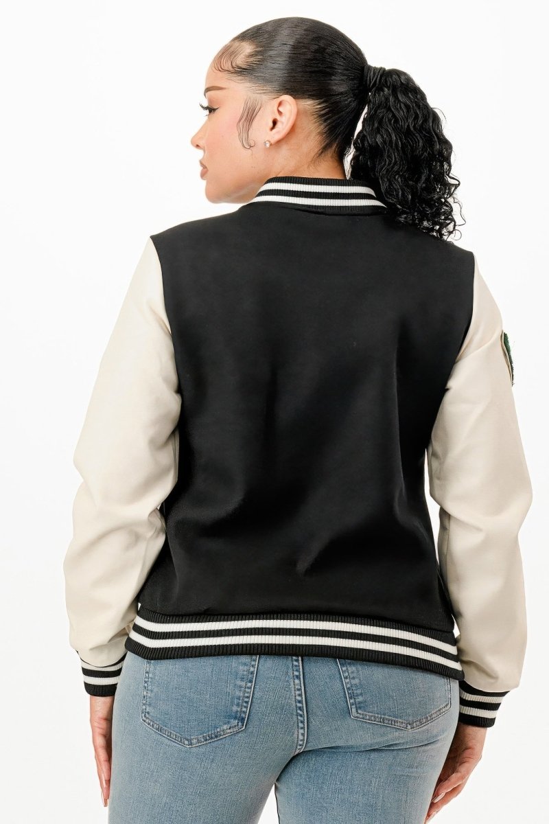 Jacket Patch Bomber Streetwear Varsity Style Casual Fit - AMVIM
