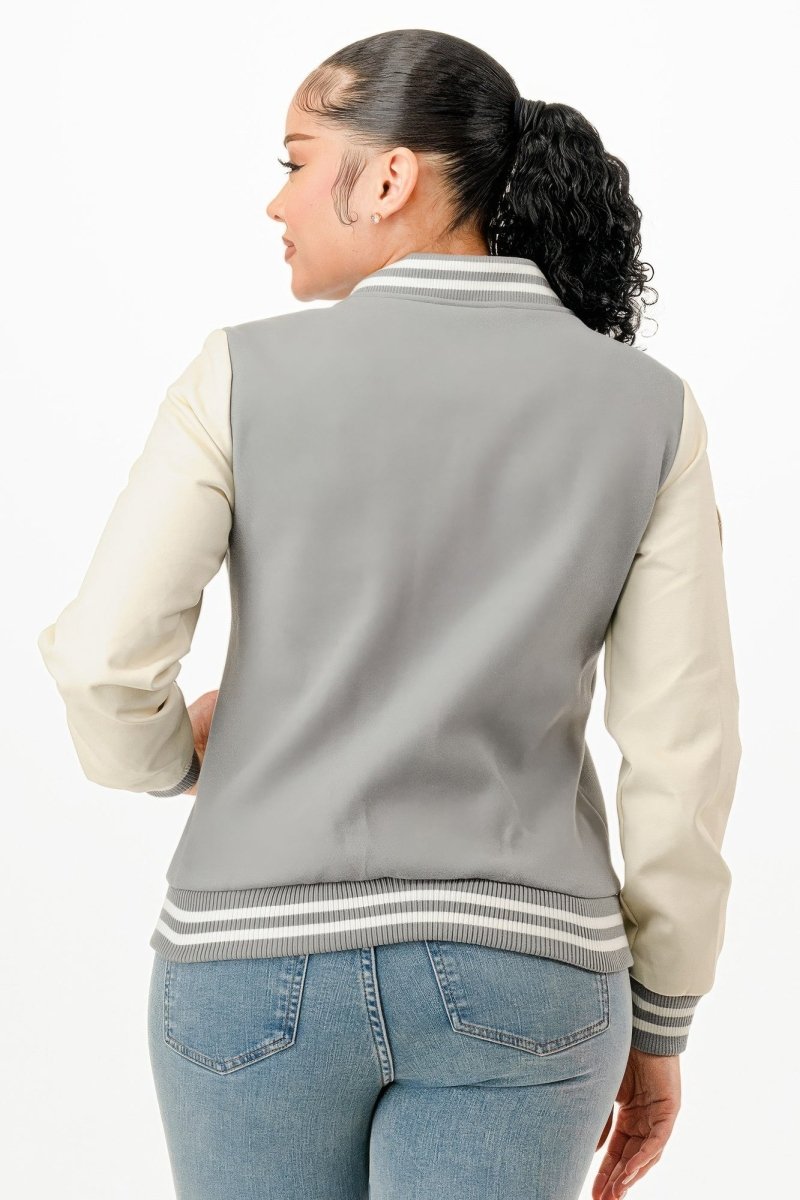 Jacket Patch Bomber Streetwear Varsity Style Casual Fit - AMVIM