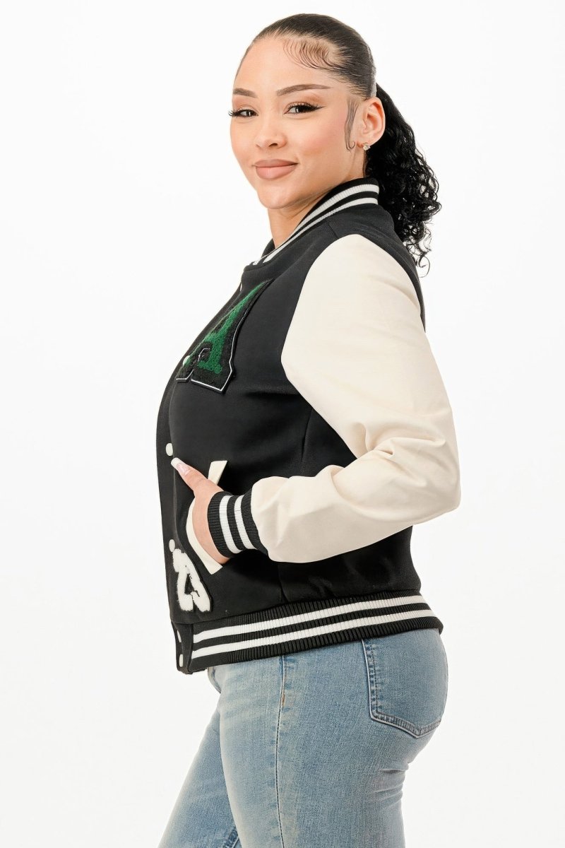 Jacket Patch Bomber Streetwear Varsity Style Casual Fit - AMVIM