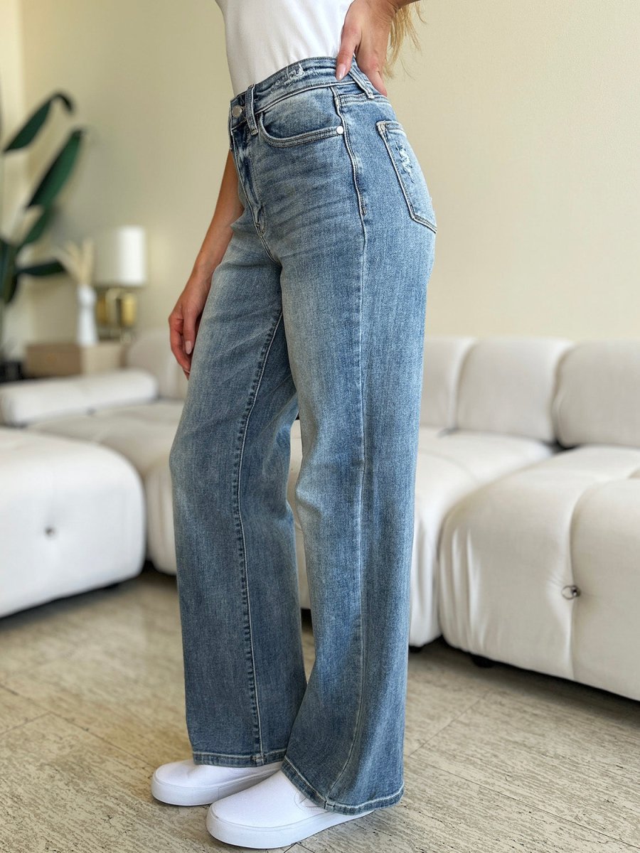 Judy Blue Full Size High Waist Straight Jeans - AMVIM