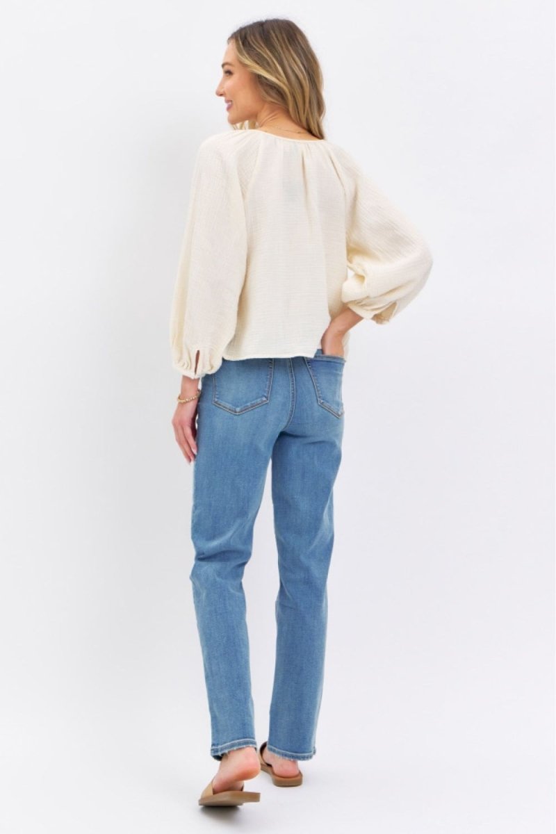 Judy Blue Full Size High Waist Straight Jeans - AMVIM
