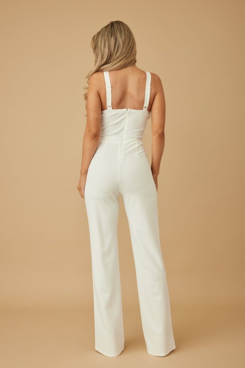Jumpsuit White Strapless Ring‑Detail Adjustable Evening - AMVIM