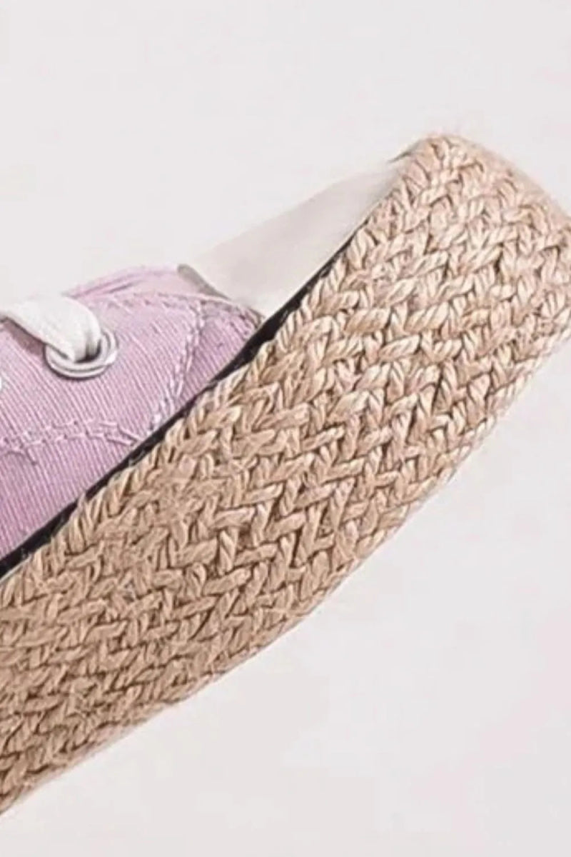Lace Up Espadrille Sole Sneakers – Canvas Flat Jute Style - AMVIM