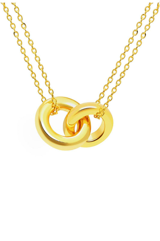 Linked Ring Necklace Polished Brass Modern Style - AMVIM