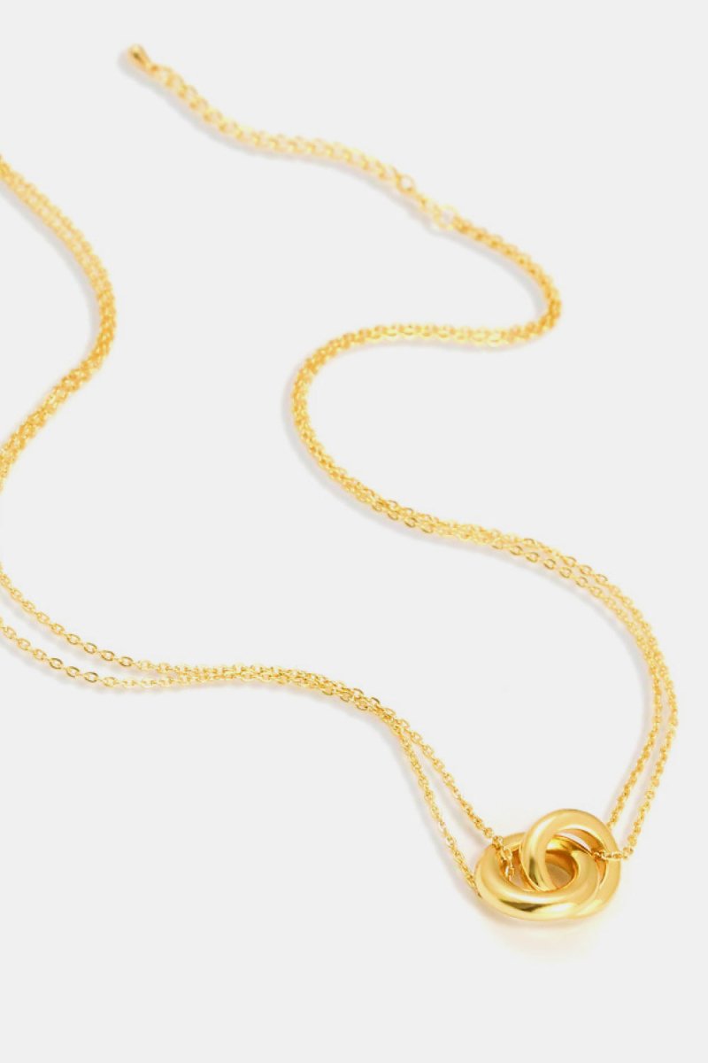Linked Ring Necklace Polished Brass Modern Style - AMVIM
