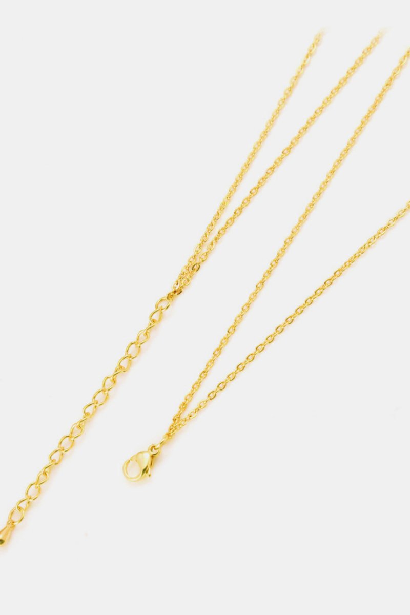 Linked Ring Necklace Polished Brass Modern Style - AMVIM