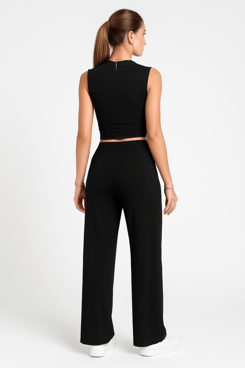 Loungewear Set Sleeveless Drawstring Viscose Summer Outfit - AMVIM