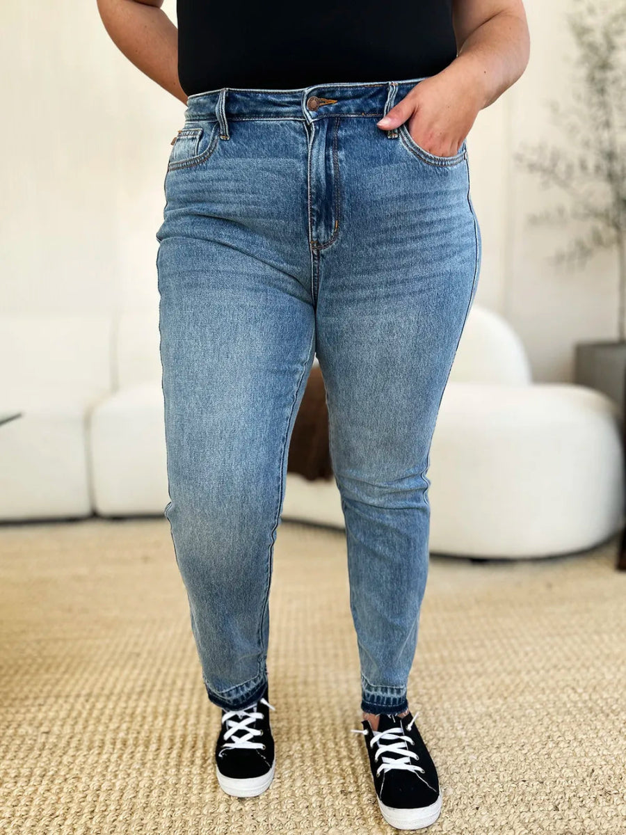 Mid Rise Rigid Magic Hem Jeans for Everyday Wear - AMVIM