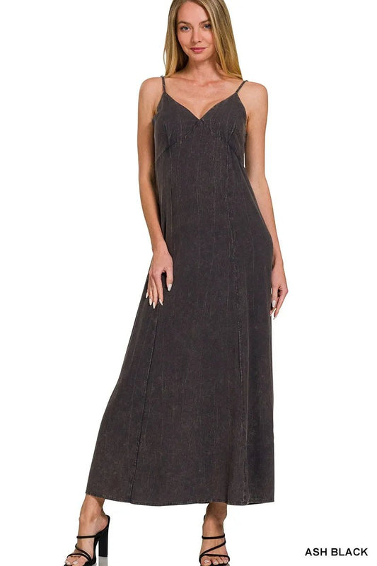 Mineral Washed Rayon Challis Cami Dress for Women - AMVIM