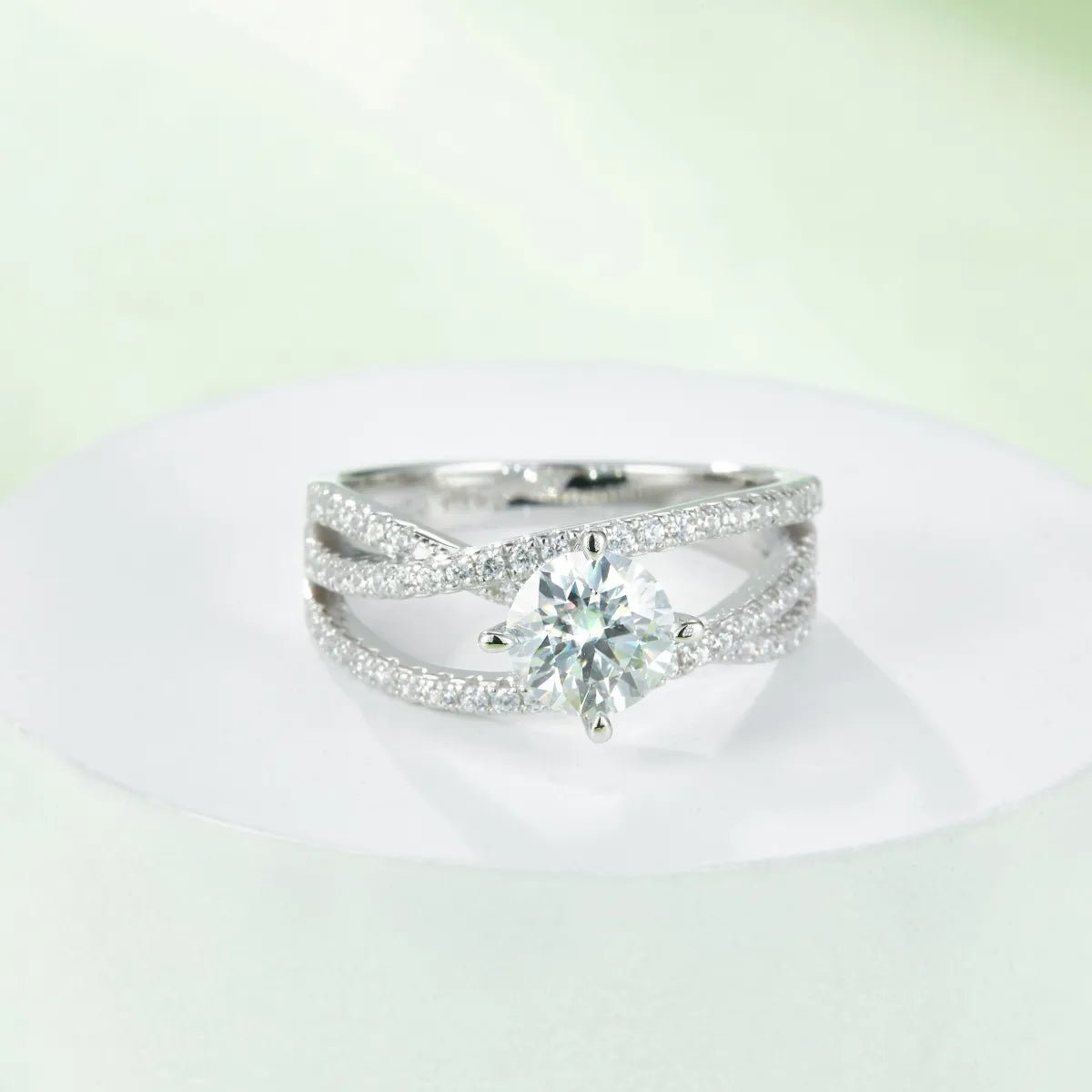 Moissanite engagement ring 1ct sterling silver sparkle - AMVIM