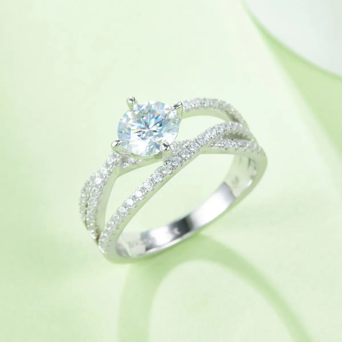 Moissanite engagement ring 1ct sterling silver sparkle - AMVIM