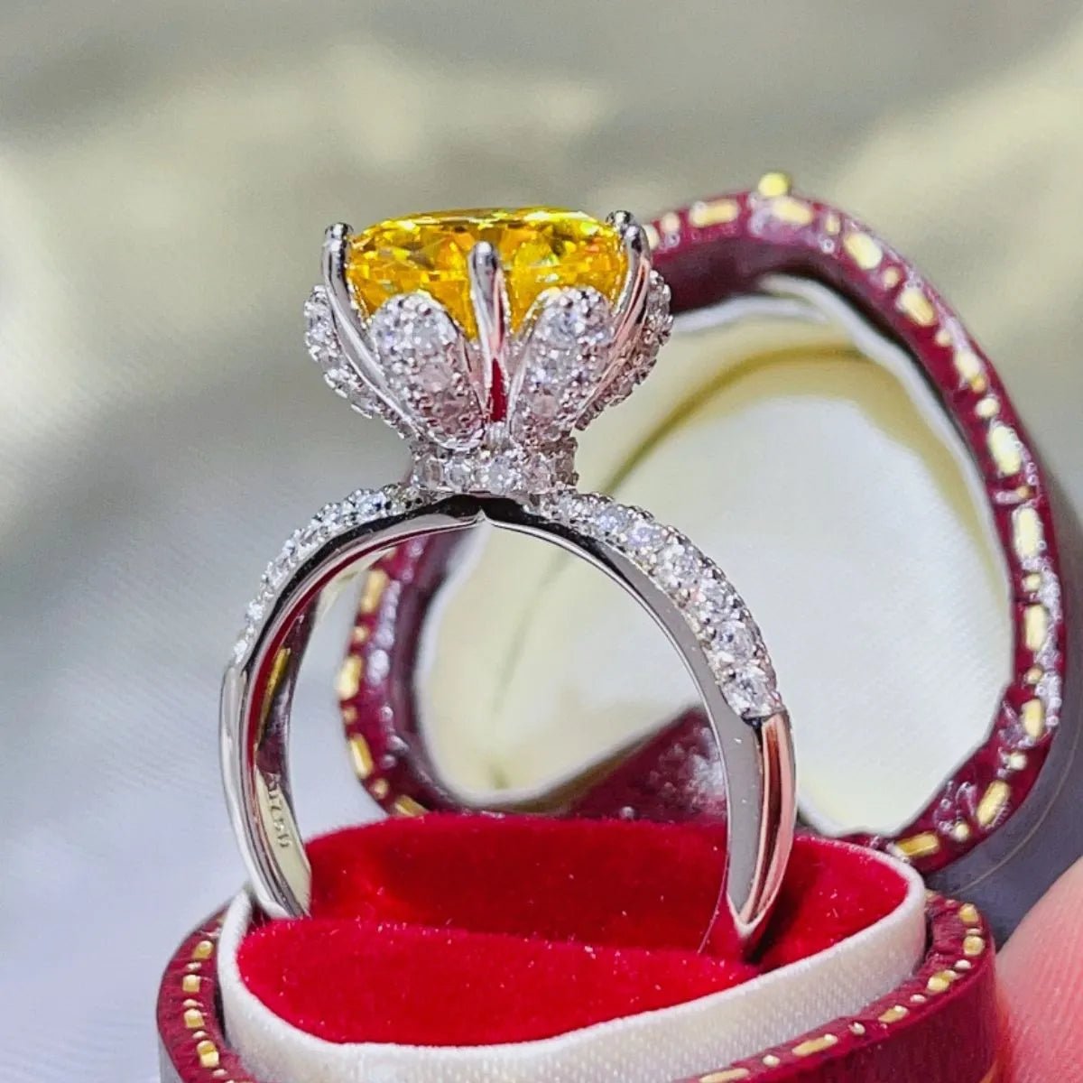 Moissanite engagement ring in sterling silver - AMVIM