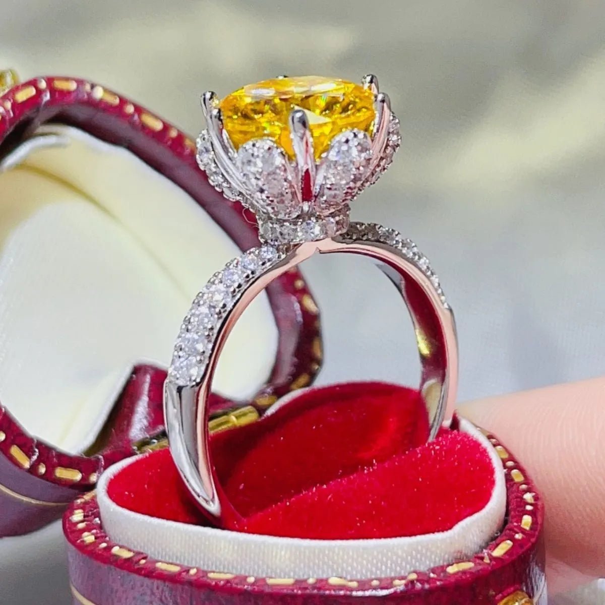 Moissanite engagement ring in sterling silver - AMVIM
