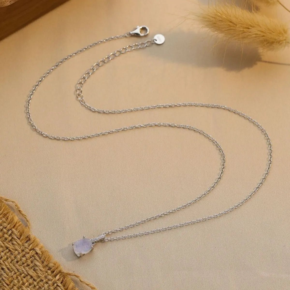 Moonstone 925 Silver Necklace with Chain Extension - AMVIM