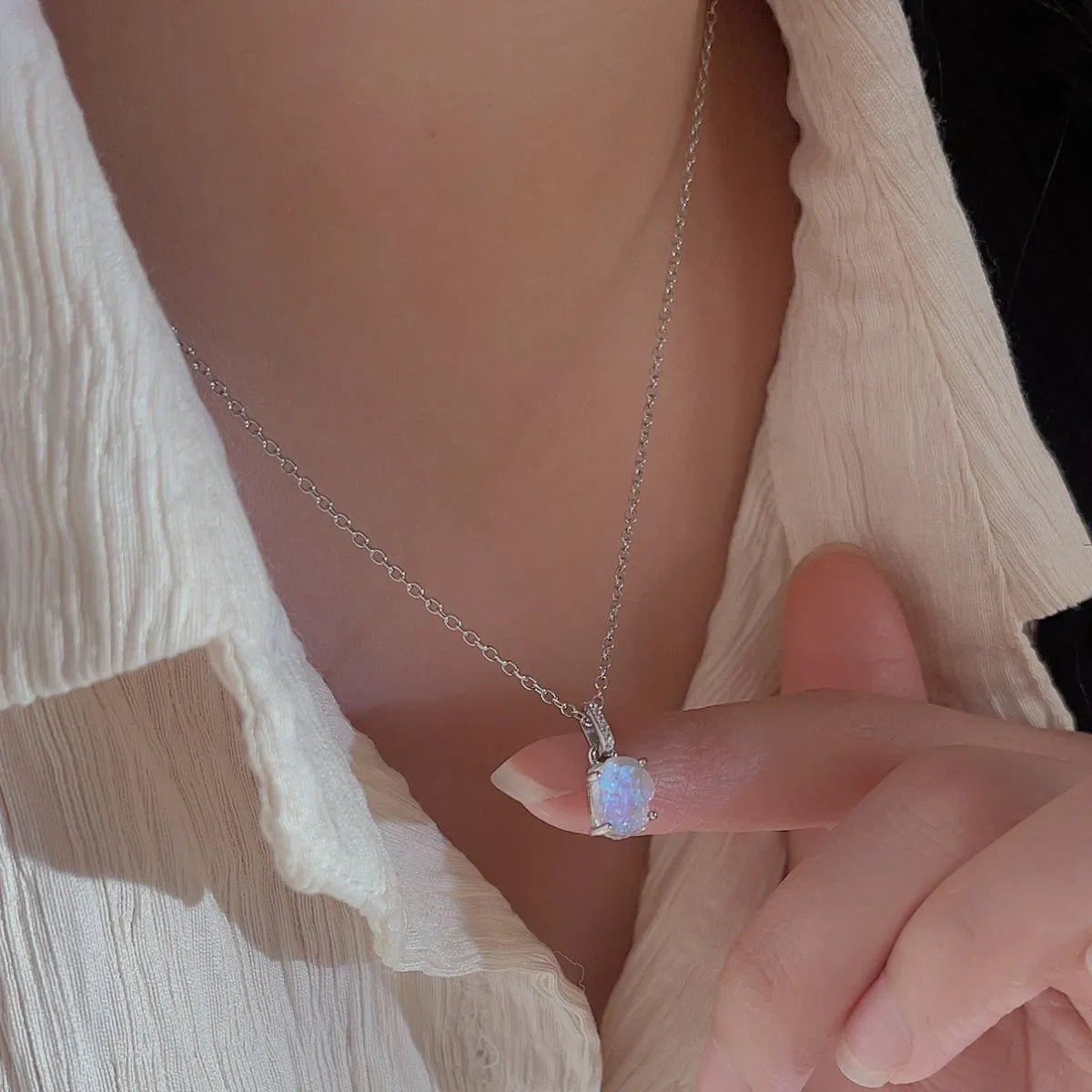 Moonstone 925 Silver Necklace with Chain Extension - AMVIM