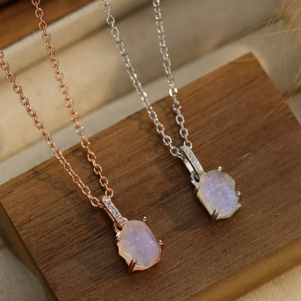 Moonstone 925 Silver Necklace with Chain Extension - AMVIM