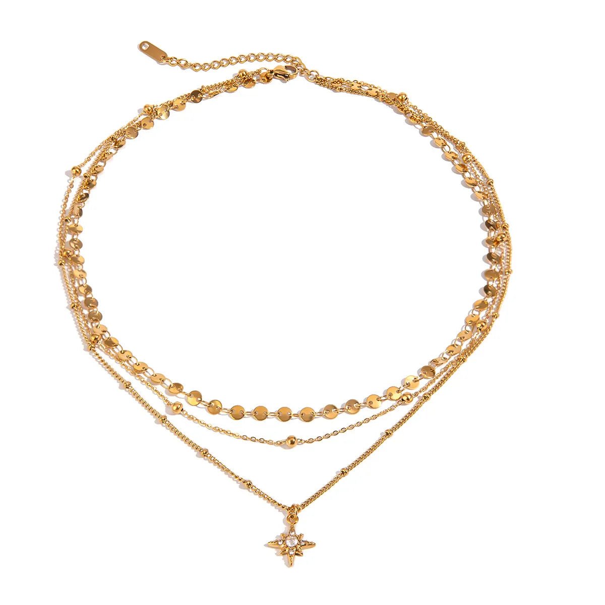 Necklace gold layered star pendant 18K stainless steel - AMVIM
