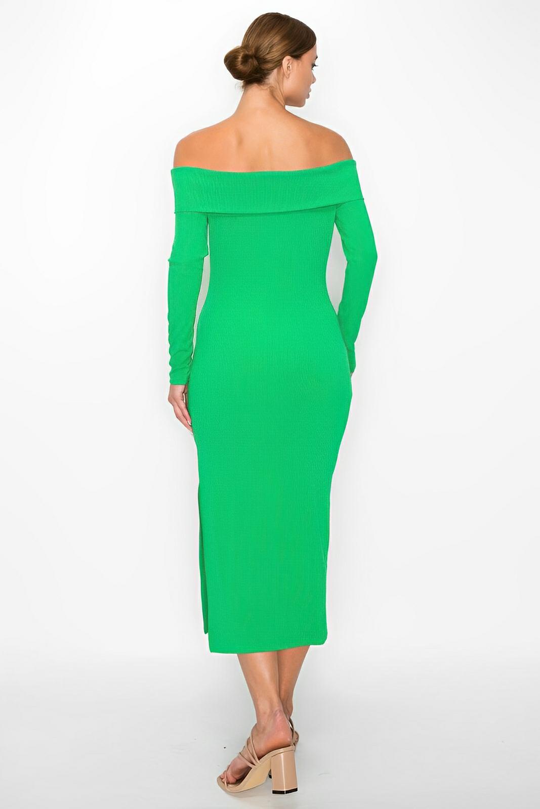 Off - shoulder Rib Midi Dress - AMVIM