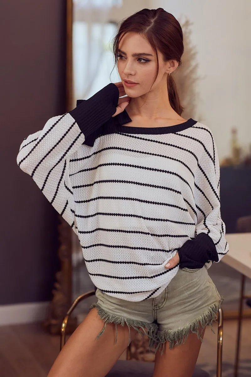 One - Shoulder Waffle Textured Ribbon Top for Everyday Style - AMVIM