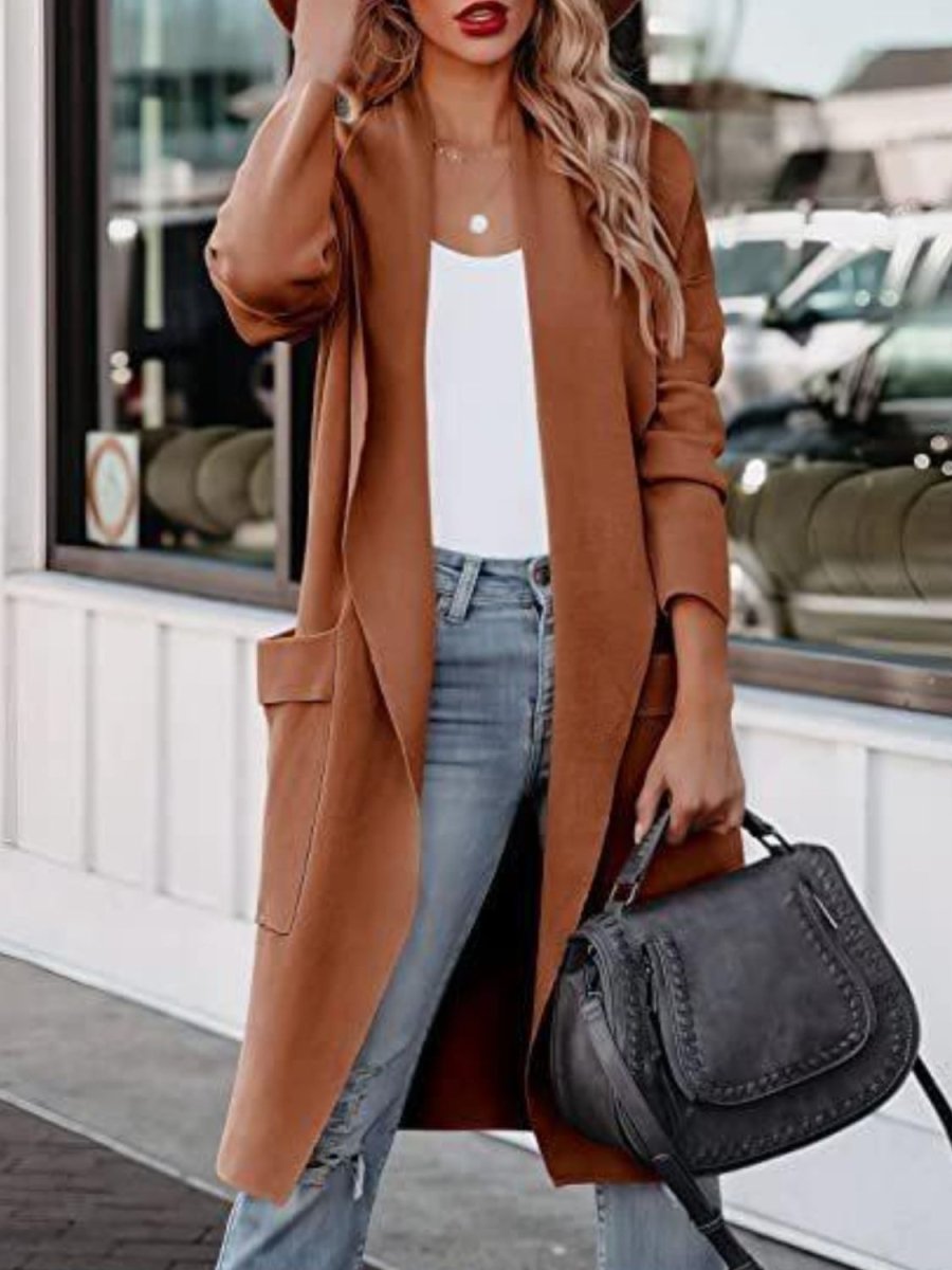 Open Front Dropped Shoulder Outerwear - AMVIM