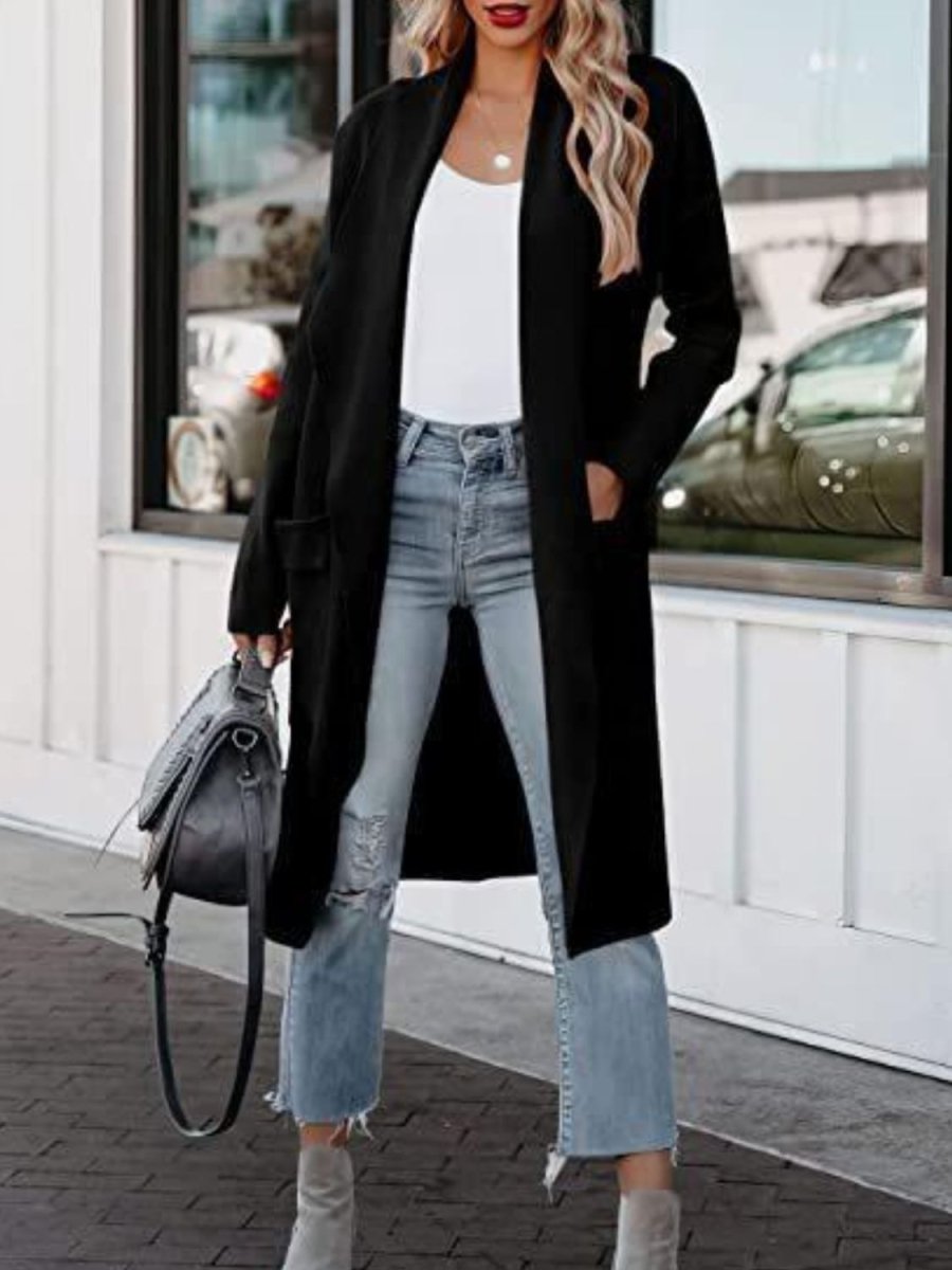 Open Front Dropped Shoulder Outerwear - AMVIM