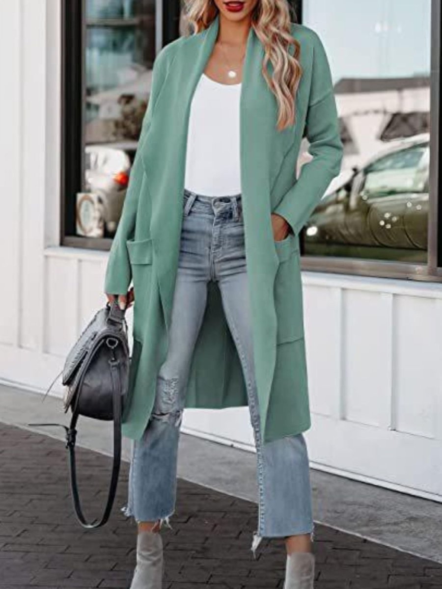 Open Front Dropped Shoulder Outerwear - AMVIM
