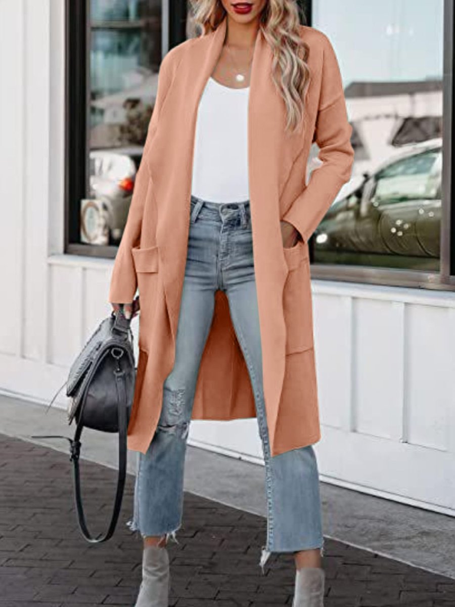 Open Front Dropped Shoulder Outerwear - AMVIM