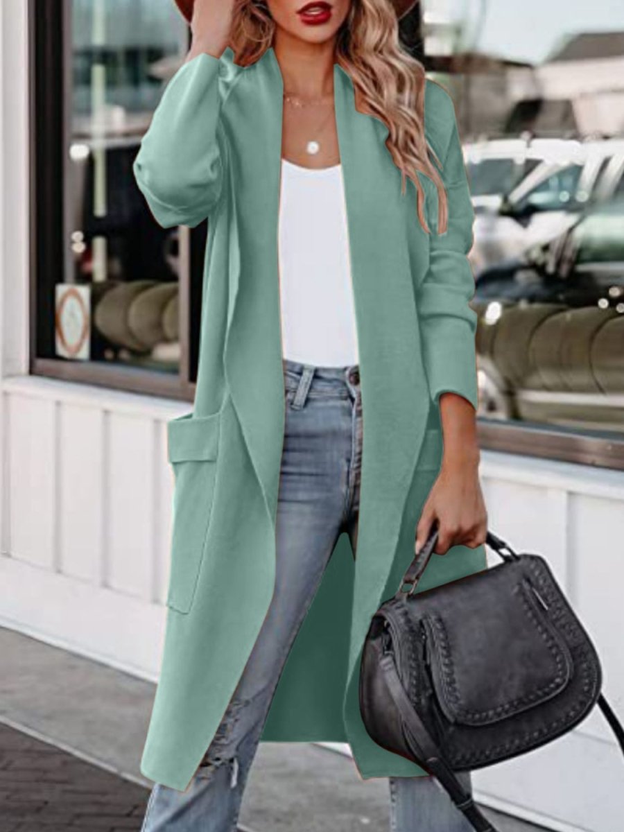 Open Front Dropped Shoulder Outerwear - AMVIM