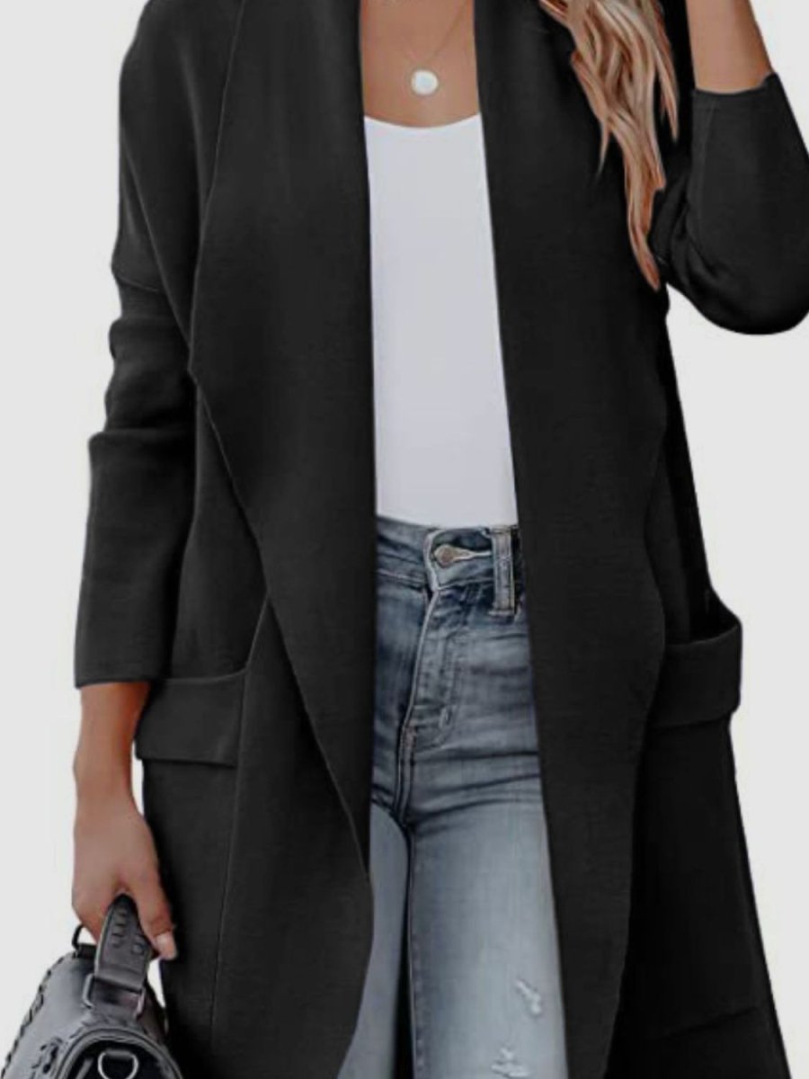 Open Front Dropped Shoulder Outerwear - AMVIM