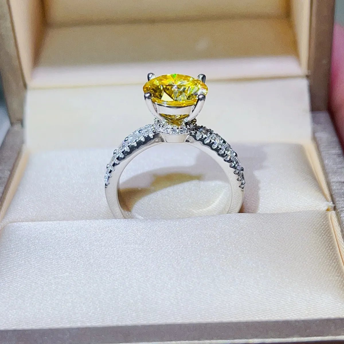 Platinum Moissanite Ring 3 Carat Sterling Silver - AMVIM
