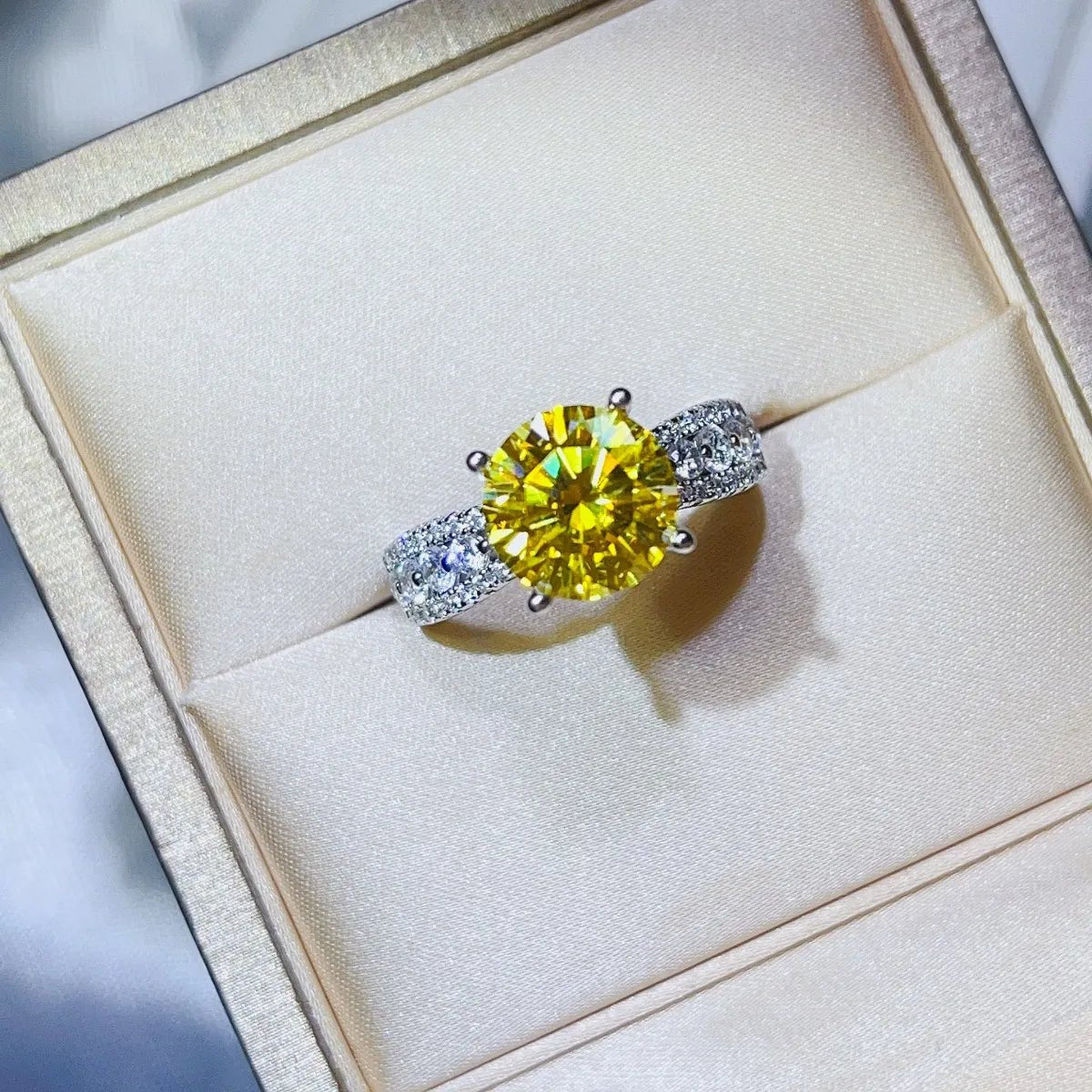 Platinum Moissanite Ring 3 Carat Sterling Silver - AMVIM