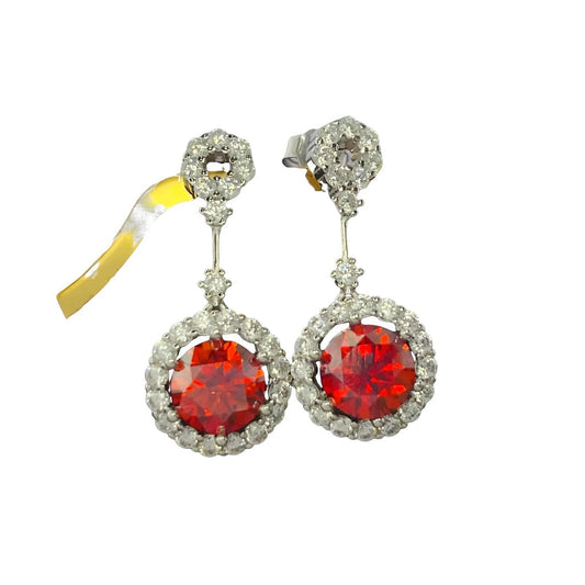 Platinum - Plated Moissanite Earrings with Zircon Accents, 4 Carats - AMVIM