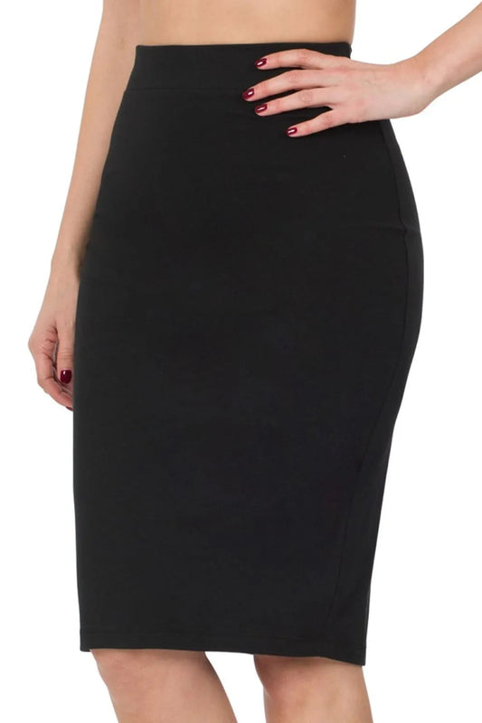 Premium Cotton Knee - Length Basic Skirt – Classic Fit - AMVIM