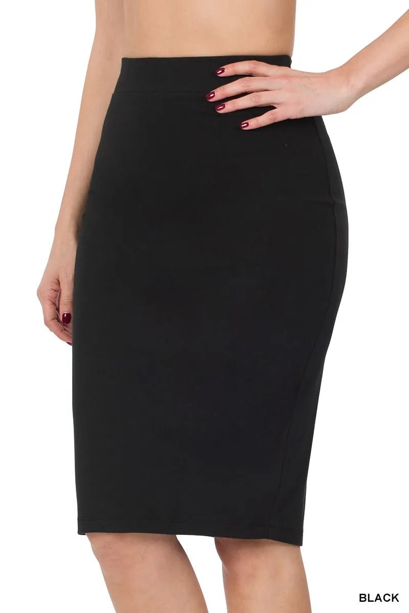 Premium Cotton Knee - Length Basic Skirt – Classic Fit - AMVIM