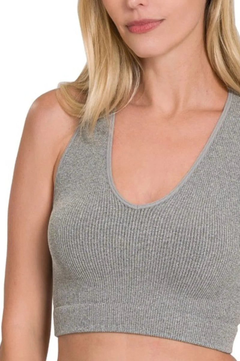Ribbed Racerback Seamless Bra Tank Top – S/M to L/XL - AMVIM