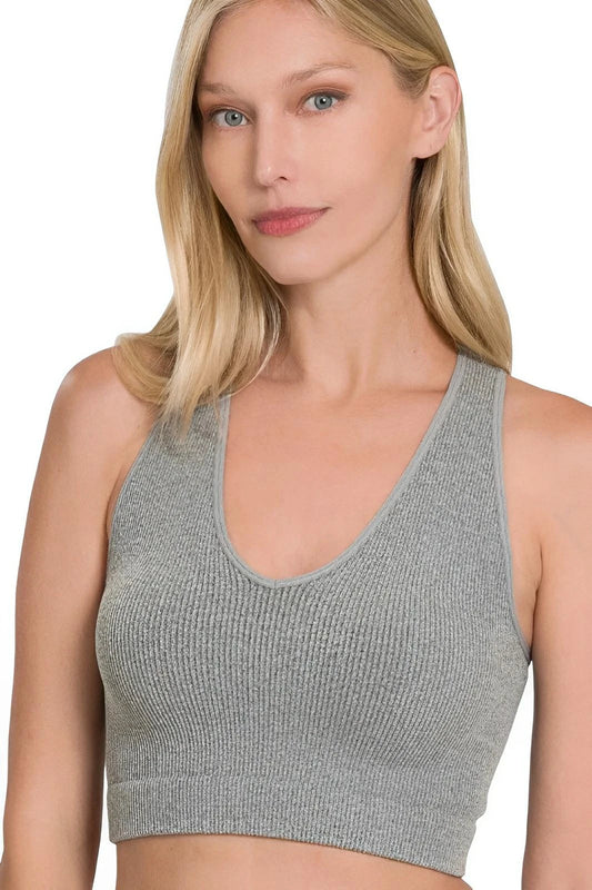 Ribbed Racerback Seamless Bra Tank Top – S/M to L/XL - AMVIM