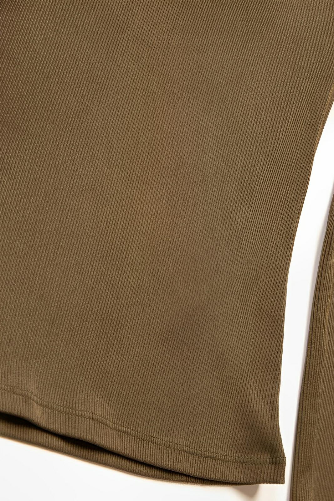 Ribbed Round Neck Long Sleeve Top - AMVIM