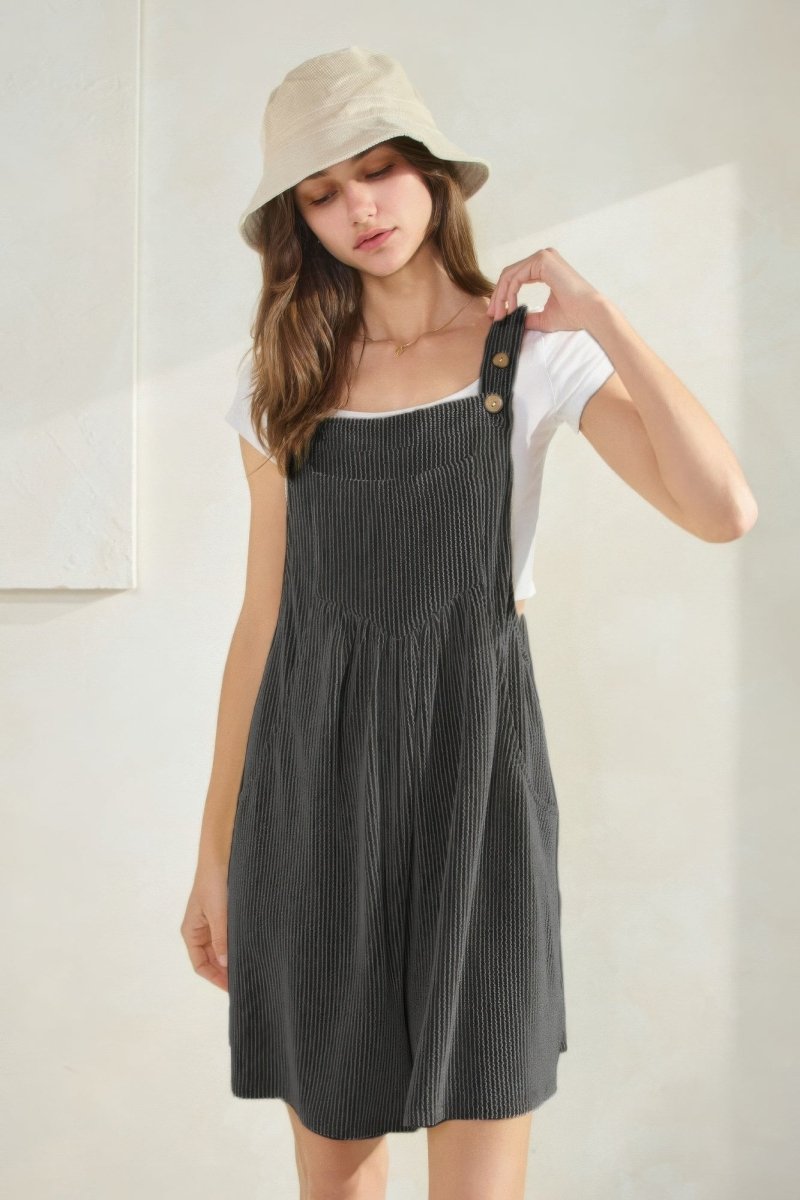 Romper Ribbed Knit Overall Summer Casual - AMVIM