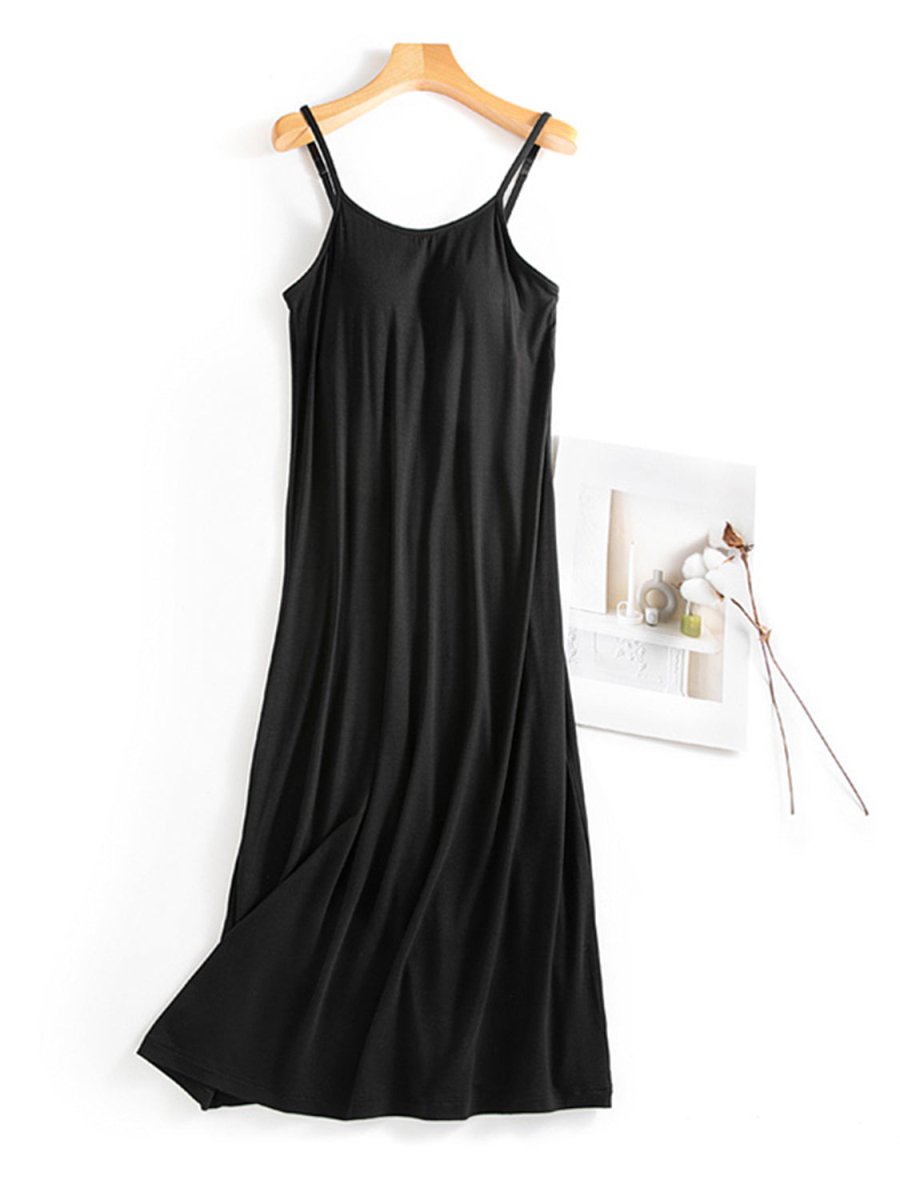 Scoop Neck Midi Cami Dress with Bra - AMVIM