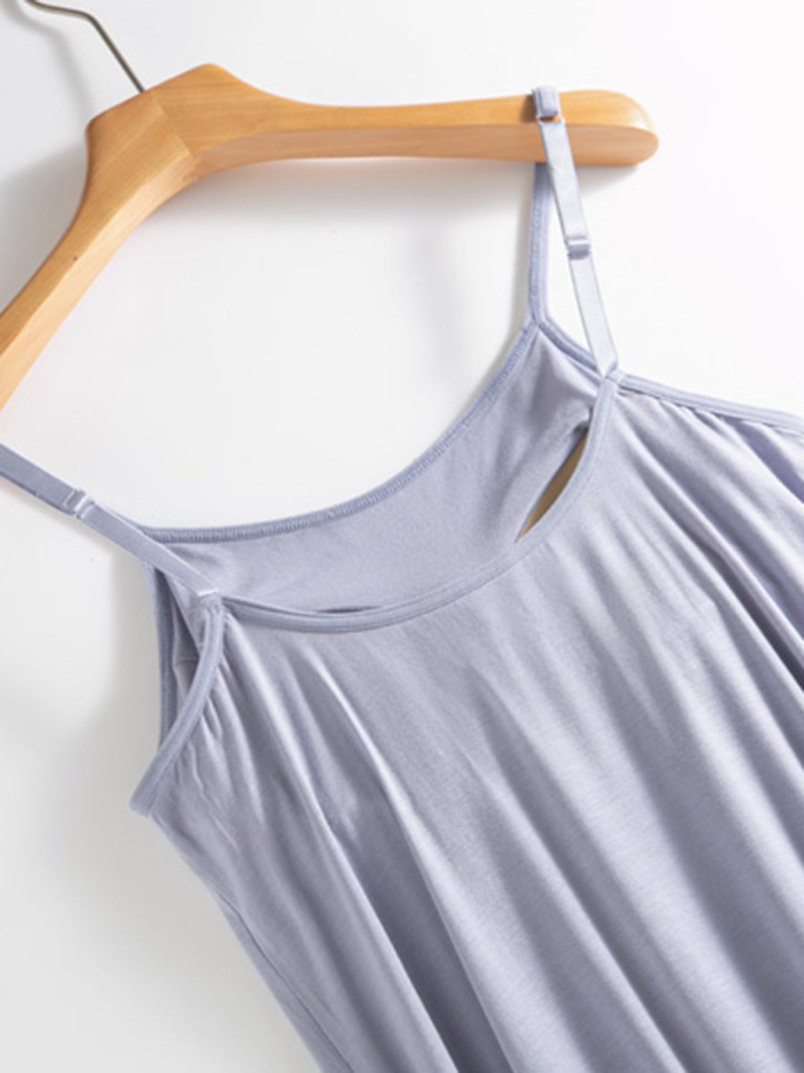 Scoop Neck Midi Cami Dress with Bra - AMVIM