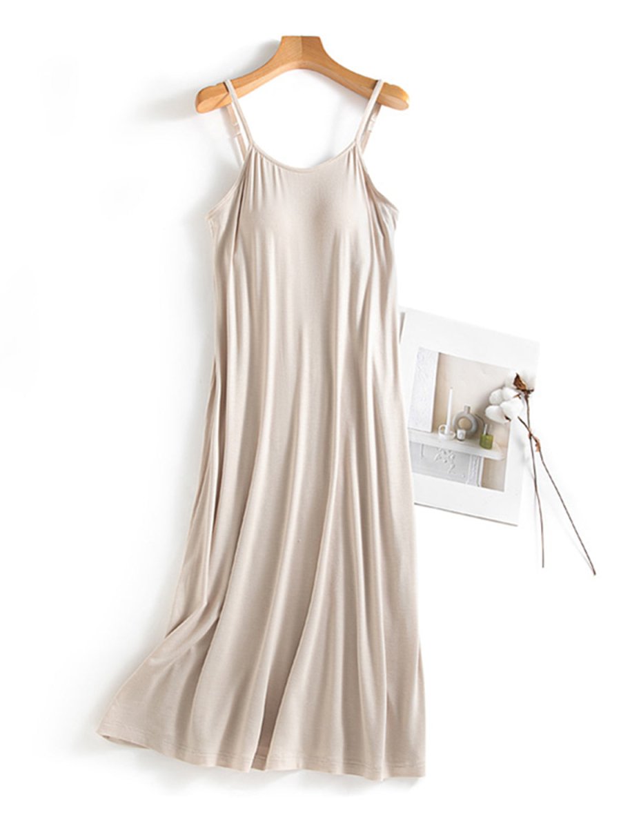 Scoop Neck Midi Cami Dress with Bra - AMVIM