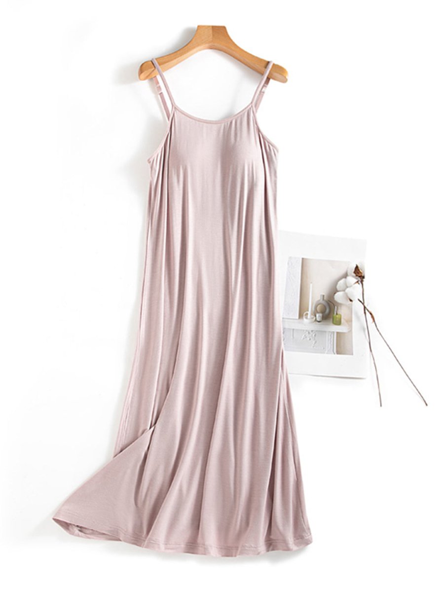 Scoop Neck Midi Cami Dress with Bra - AMVIM